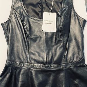 Lamarque black leather peplum tank sleeveless top